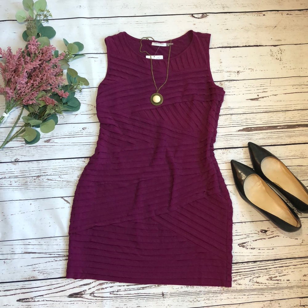 Calvin Klein purple pleated dress size 12